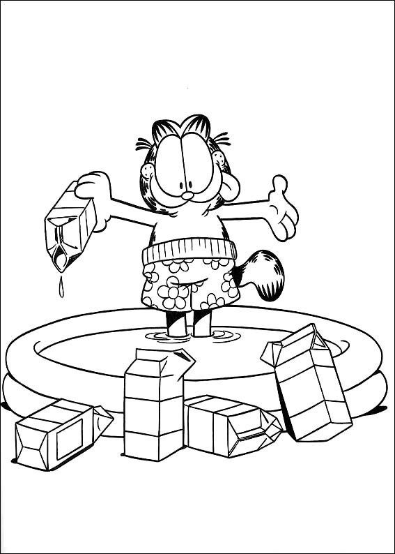 Garfield v mlečnem bazenu