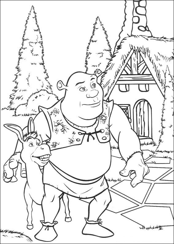 Pobarvanka Shrek in osliček